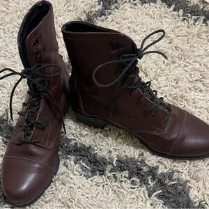 Brown Lace-Up Combat Boots Ariat